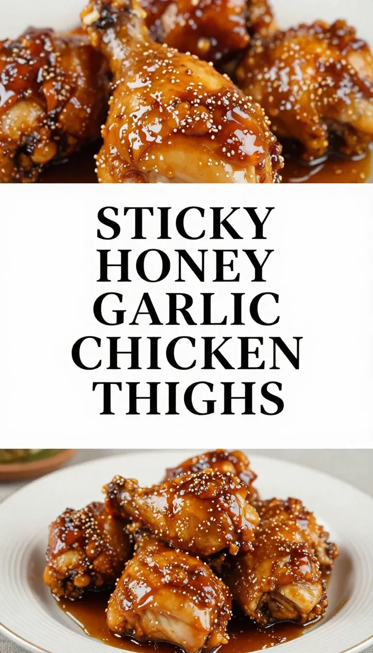 A plate of golden-brown honey garlic chicken garnished with fresh parsley, served with steamed rice.