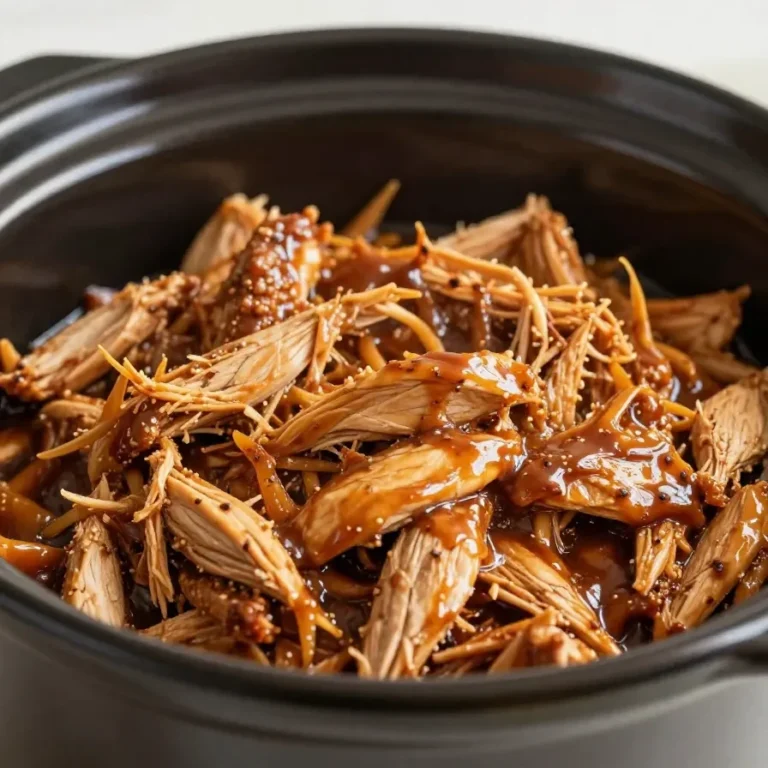 A close-up of slow cooker honey garlic chicken served with steamed vegetables.