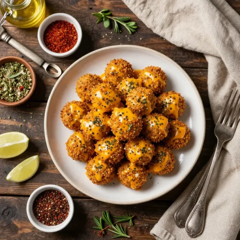 Close-up of cheesy garlic Ritz bites served on a plate.