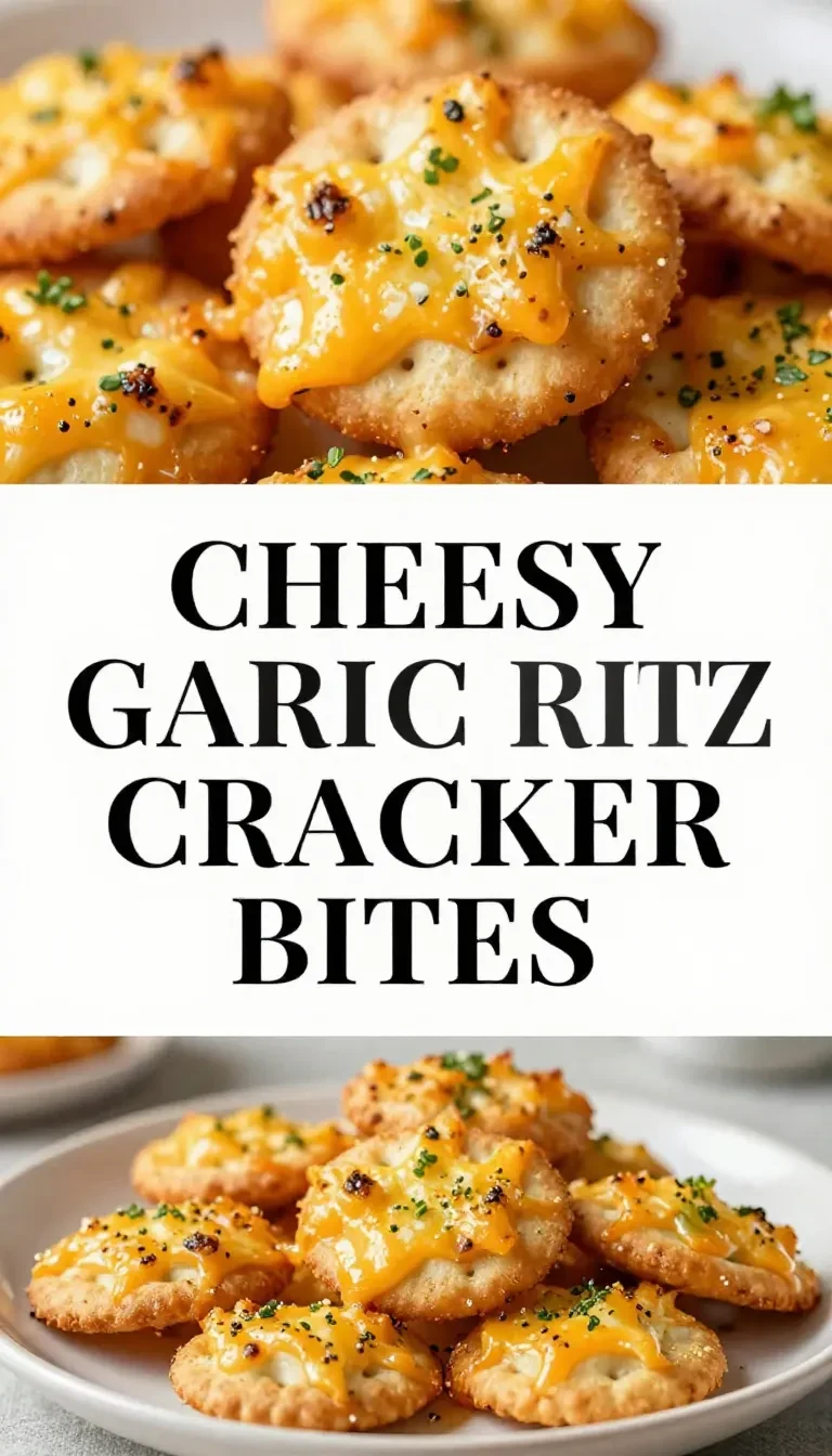Close-up of cheesy garlic Ritz bites served on a plate.