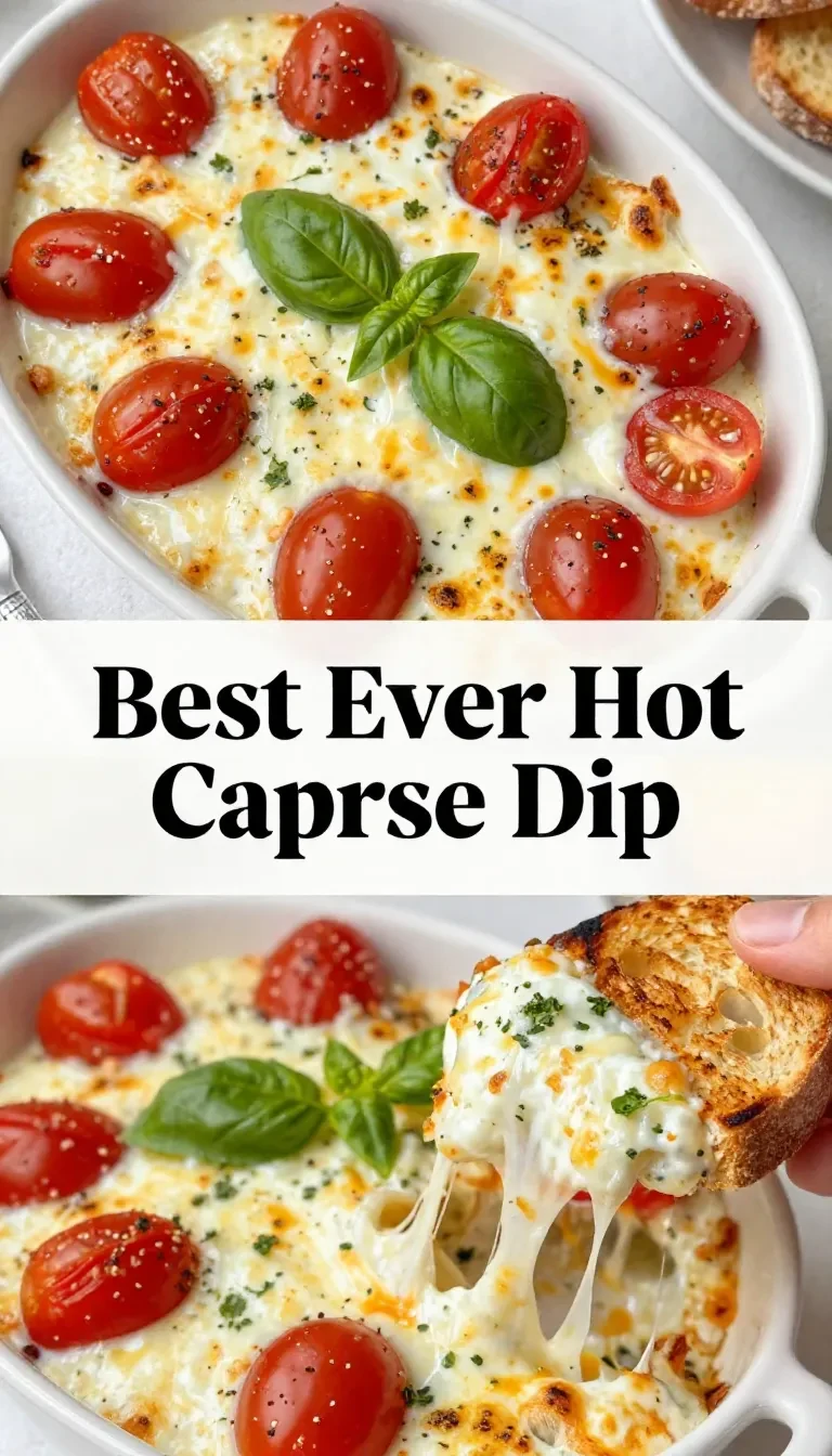 A bowl of easy Caprese dip with fresh tomatoes, mozzarella, and basil leaves.