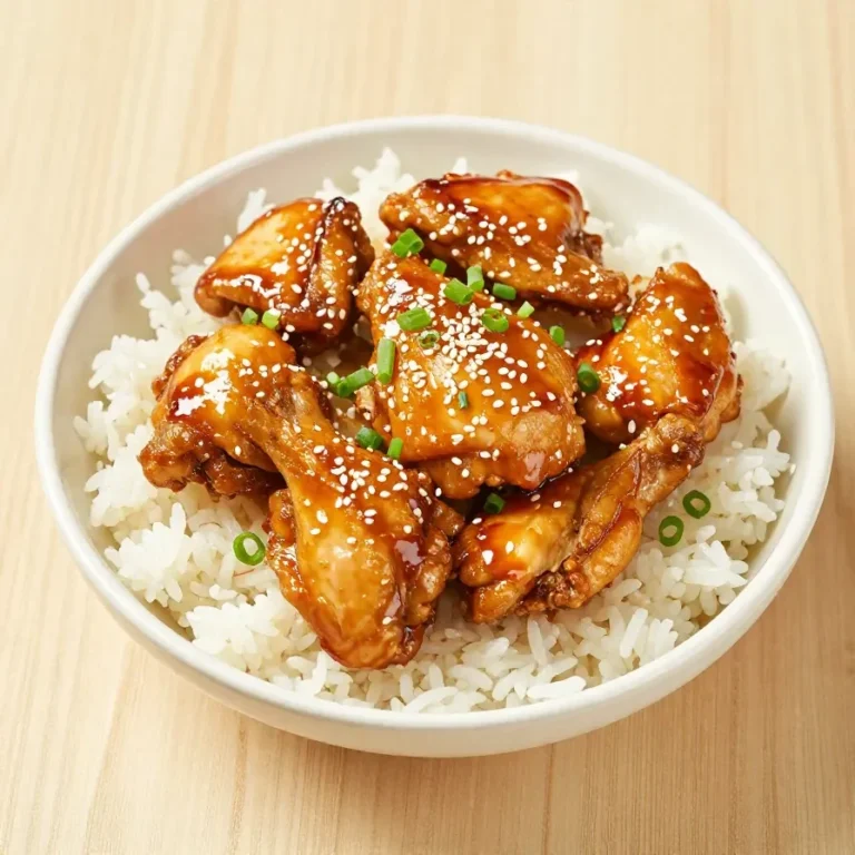 A close-up of take-out garlic ginger chicken in a white container, garnished with green onions.