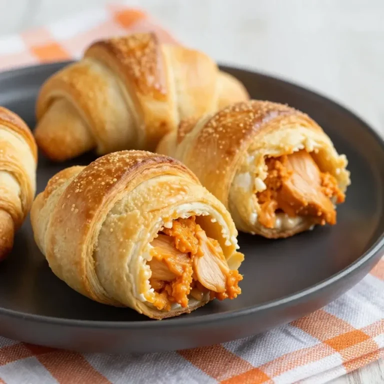 Close-up view of Buffalo Chicken Roll Ups served on a white plate.