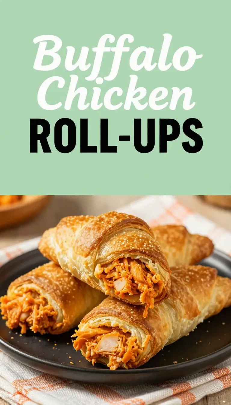 Close-up view of Buffalo Chicken Roll Ups served on a white plate.