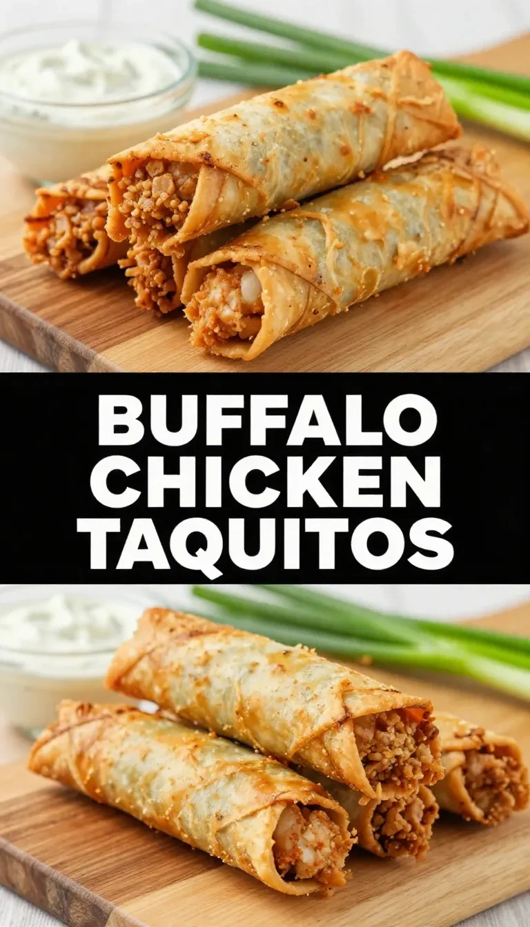 A plate of crispy buffalo chicken taquitos served with dipping sauce.