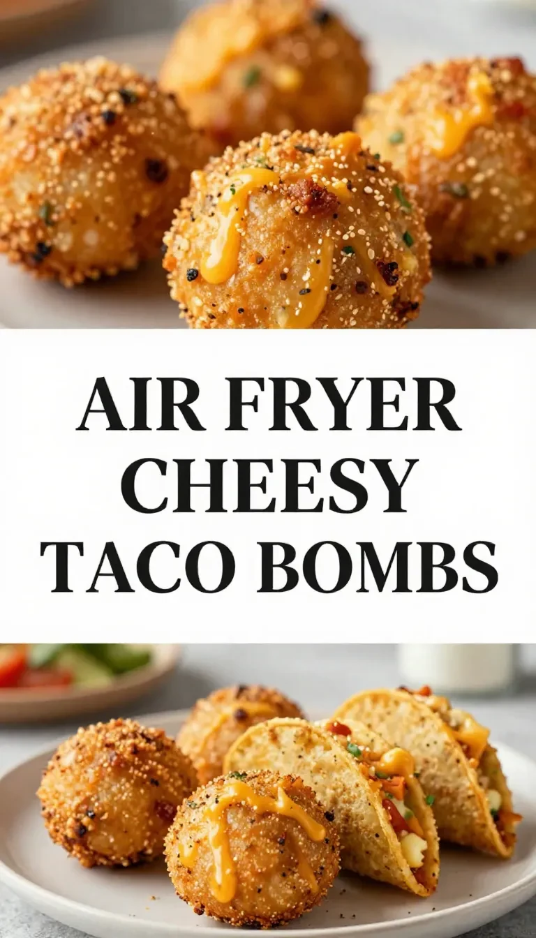 Cheesy taco bombs served on a plate, freshly cooked in an air fryer.