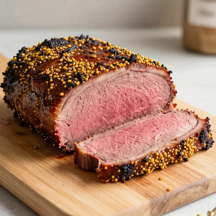 A plate of crispy slow cooker corned beef slices with golden edges, cabbage, carrots, and potatoes